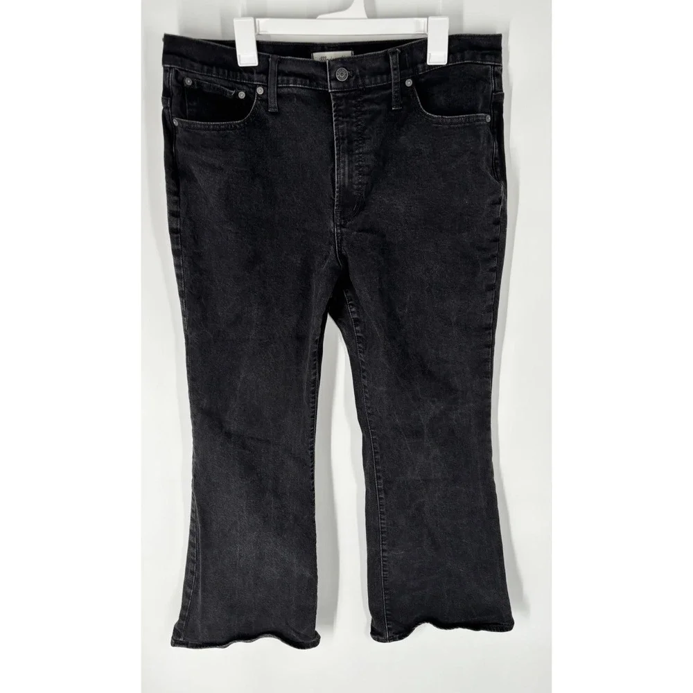 Madewell Womens The Perfect Vintage Flare Jeans Sz 33 Black Stretch Minimalist